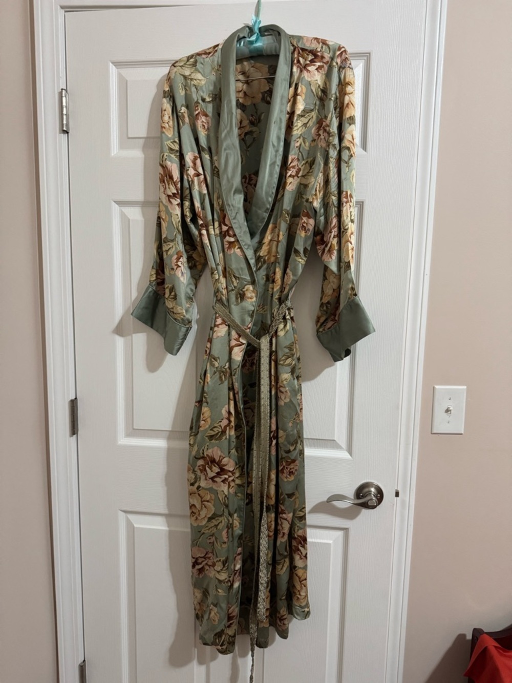 Victoria's Secret Green Floral Silk Robe